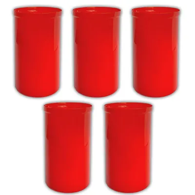 Produktbild von 5er Set Grablicht Brenner rot ohne Deckel Grabkerzen Friedhofskerzen Grablichtkerze Trauerlicht Gedenkkerze Grabdekoration Grabdeko