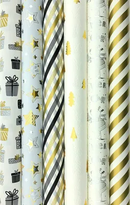 Produktbild von GOLD und SILBER Geschenkpapier – Weihnachtspapier für Weihnachten – 3 Meter x 70 cm – 6 Rollen