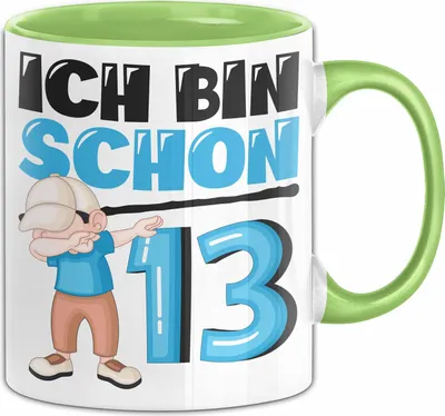 Produktbild von 13. Geburtstag Geschenk Tasse Becher Jungs Dab Geburtstagsgeschenk Ich Bin Schon 13 Teenager (Grün)