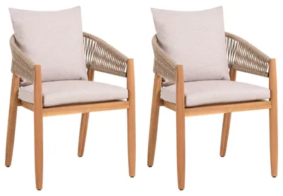 Obrázek produktu pro BELIANI Zahradní sada 2 židle s polštáři světle šedá akáciové dřevo moderní zahrada terasa balkon