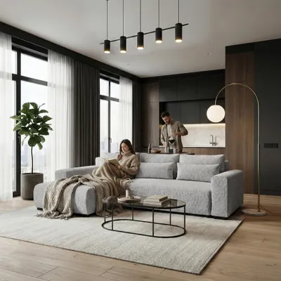 Produktbild von BEAUTYSOFA | Ecksofa BENNY L mit Schlaffunktion und Bettkasten, Hellgrau – Ottomane links  – Modernes Polstersofa