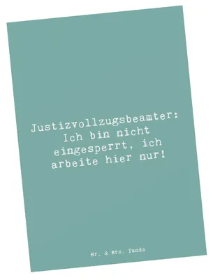 Produktbild von Mr. & Mrs. Panda Postkarte Spruch Justizvollzugsbeamter - Meeresbrise - Geschenk, Postkarten, Empathie, Berufe, Justizvollzugsanstalt, personalisierte Geschenke, mit Herz