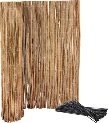 Produktbild von KOTARBAU® Weidematte Weidesichtschutzmatte für Balkon Terrasse Garten 90x300cm Stabiler Sichtschutz Natürlicher Verzinktem Draht Für Hohe Stabilität mit Kabelbinder