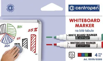 Obrázek produktu pro Značkovač Centropen 8559 stíratelný  -  sada 4 ks
