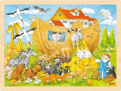 Produktbild von goki 57535 Einlegepuzzle Einzug in die Arche Noah, bunt