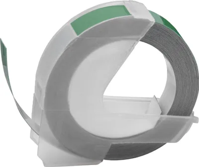 Produktbild von vhbw 3D Prägeband-Schriftband-Kassette kompatibel mit Dymo Omega Home S0717930 Etiketten-Drucker 3m x 9mm Weiß auf Grün, Kunststoff