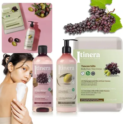 Produktbild von ITINERA Geschenkset: feuchtigkeitsspendende Körperlotion + Spülung für lockiges Haar 2x370ml