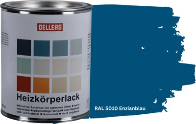 Produktbild von OELLERS Heizkörperlack DIY 1L – RAL 5010 Enzianblau | Heizkörperfarbe & Heizungsfarbe | Hochdeckender Heizungslack | Hitzebeständig & langlebig