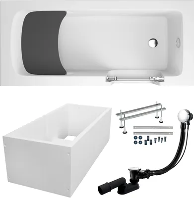 Zdjęcie produktu dla Wanna dla Seniorów z Drzwiami i Siedziskiem, Zestaw 6w1 150x75 Prawa + Styropianowy Nośnik Stabilizujący, Syfon, Nogi (stelaż) | BADLAND AVO