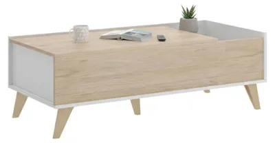 Produktbild von Couchtisch Cuna, 99 x 60 x 41 cm, Eiche und Weiß