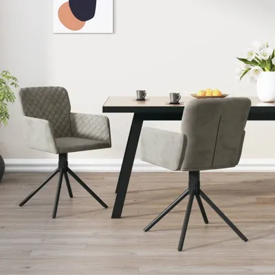 Produktbild von The Living Store Esszimmerstühle 2 Stk. Drehbar Hellgrau Samt