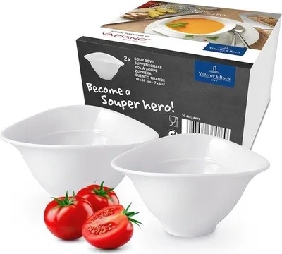 Produktbild von Set mit 2 ovalen Suppentellern für den täglichen Gebrauch