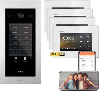 Produktbild von BALTER EVO HD Touch 7 Silber/Weiß 4x7" WiFi Video Türsprechanlage Set bis zu 1000 Familienhaus
