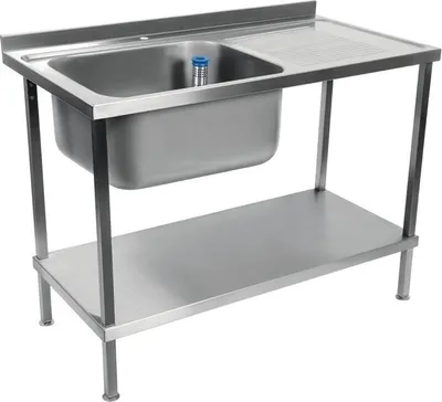 Image de Évier Holmes entièrement assemblé en acier inoxydable, égouttoir à gauche, égouttoir à droite, 1000 mm