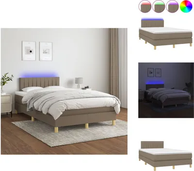 Produktbild von vidaXL Boxspringbett mit Matratze & LED Taupe 120x200 cm Stoff -  Betten & Bettgestelle