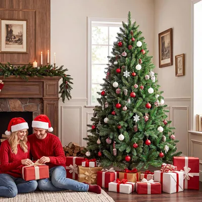 Produktbild von 180cm Künstlicher Weihnachtsbaum mit Holzständer, Naturgetreu Tannenbaum