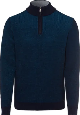 Produktbild von 25688 Brax, Steffen,  Herren Troyer Pullover Pulli, Mittelstrick, blau meliert, 54