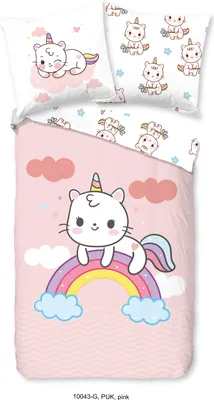 Produktbild von Duvet cover Good Morning 135x200 + 1* 80x80 cm - unicorn cat on a rainbow