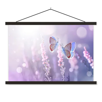 Produktbild von MuchoWow® Textilposter Schmetterling - Lavendel - Blumen - Lila 120x80 cm mit schwarzem Rahmen - Wanddeko
