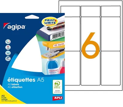 Immagine prodotto di etichette universali agipa, 80 x 45 mm, bianco
