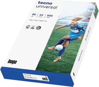 Zdjęcie produktu dla 5x TECNO 2100011550 Papier do kopiowania tecno® universal A3 80 g/m² biały 500 arkuszy