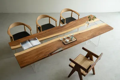 Produktbild von Esstisch River Table Massiv Tische 220x80 Flusstisch Meer Waterfall Epoxidharz