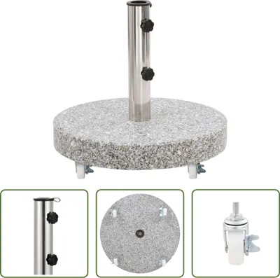 Immagine prodotto di The Living Store Supporto per ombrellone in granito da 30 kg rotondo grigio