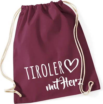 Produktbild von Huuraa Turnbeutel Tiroler mit Herz 12 Liter Burgundy Baumwolle Rucksack Geschenkidee