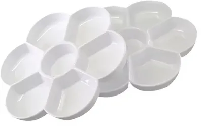 Image de CHPN - Palette de peinture en forme de fleur - Diamètre : 16 cm - Assortiment de couleurs - Petite palette de couleurs - Lot de 2 - Blanc - Palette de peinture - Peinture - Art - Plastique