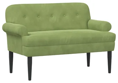 Image de Canapé deux places avec capitonnage boutonné, vert clair, 120 x 66 x 78 cm, en velours