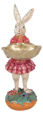 Zdjęcie produktu dla Clayre & Eef Figurka dekoracyjna królik 11x14x30 cm Beżowy plastik