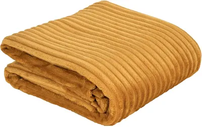 Produktbild von Flanell Mikrofaserdecke Kuscheldecke Decke Bettüberwurf Streifen, Größe: 150x200 cm, Farbe: Honiggelb