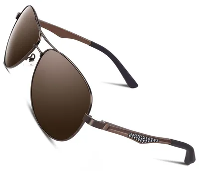 Zdjęcie produktu dla Okulary pilotki polaryzacyjne, aluminiowo-magnezowy stelaż, medium brązowy, do codziennego użytku
