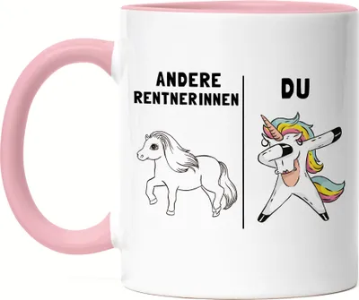 Produktbild von Andere Rentnerinnen Du Tasse Rosa Rentnerin Lustig Einhorn Rente Ruhestand Abschiedsgeschenk Kollegin