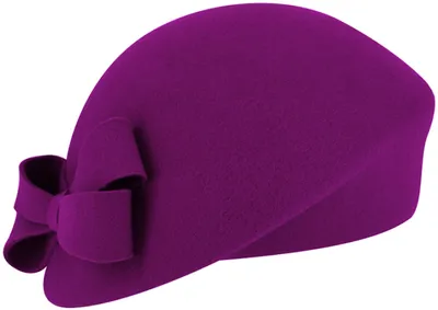 Fiebig schicker asymmetrischer Pillbox-Filzhut mit Schleife in rot