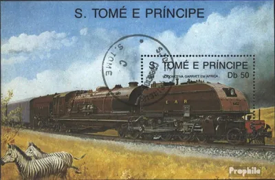 Produktbild von Briefmarken Sao Tome e Principe 1989 Mi Block208 (kompl.Ausg.) gestempelt Lokomotiven