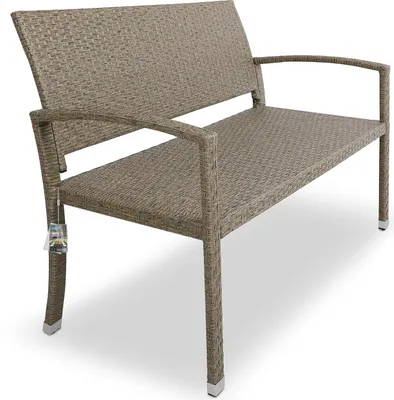 Image de Casaria Banc extérieur en polyrotin Crème Résistant aux UV et intempéries Mobilier balcon meuble siège jardin terrasse