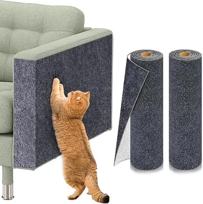 Produktbild von PolkaHome® Selbstklebende Kratzmatte für Katzen, 2 Stück, Möbelschutz, Anti-Kratz, DIY Kletterwand für Sofa, Wand & Türen (Grau,