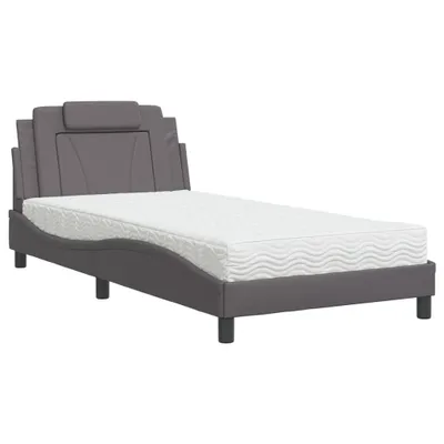 Image de Lit Viana avec matelas gris 100x200 cm similicuir