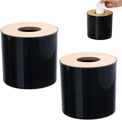 Produktbild von EU Elegante Holz Taschentuchbox Hülle Runder Papier Spender 2er-Set