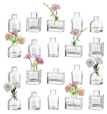 Immagine prodotto di Omgoods - 20 piccoli vasi di vetro trasparenti per fiori e decorazioni