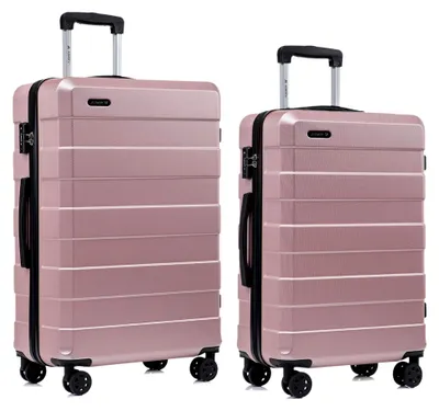 Produktbild von Hartschalenkoffer mit TSA-Schloss und YKK-Reißverschluss, Trolley-Set in Roségold (L-XL)