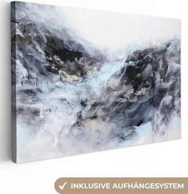 Produktbild von OneMillionCanvasses® - Leinwandbilder - 140x90 cm, Schwarz - Weiß - Farbe - Abstrakt, Wandbilder Kunstdruck Wanddekoration - Foto auf Leinwand - Gemälde auf Holzrahmen