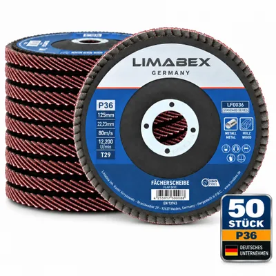 Produktbild von Fächerscheiben 125 mm Holz Metall P36 Lamellenscheiben 50 Stück