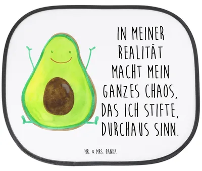 Produktbild von Mr. & Mrs. Panda Sonnenschutz Auto Avocado Glücklich - Weiß - Geschenk, Verrückt, Autoscheibe, Sonnenblende, saugnapf, Chaos, autofenster, für