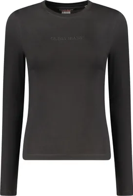 Produktbild von Schwarzes Damen Langarmshirt aus Baumwolle mit Stickerei-Design