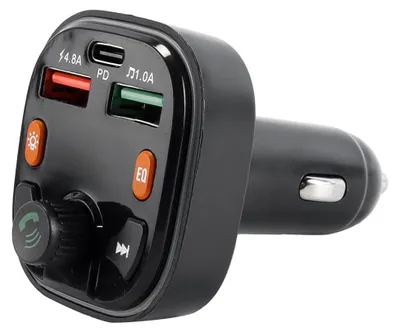 Zdjęcie produktu dla Bluetoothowy nadajnik FM do radia samochodowego, adapter z ładowarką USB-C i funkcją zestawu głośnomówiącego
