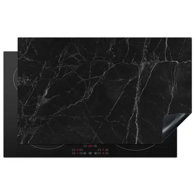 Produktbild von KitchenYeah© Herdabdeckplatte Marmor - Schwarz , 85x52cm, Küche Deko, Glaskeramikkochfeld Herdabdeckung, Abdeckplatte fùr Kochfeld