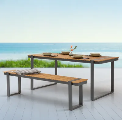 Produktbild von riess-ambiente Moderne Garten Sitzbank TAMPA LOUNGE 180cm Holzoptik wetterfest Gartenbank Bank