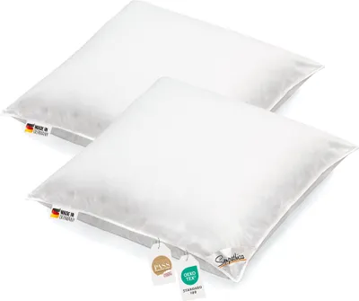 Produktbild von 2 Stück Kopfkissen 1100g e weiße Federn Klasse 1 Daunenpass 80x80